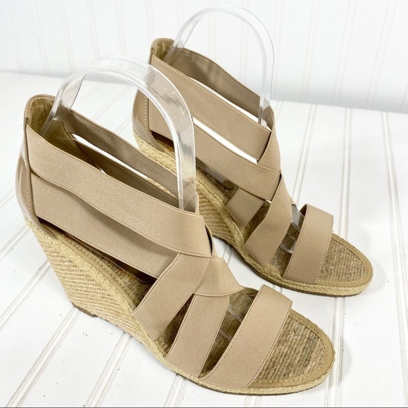 Andre Assous Tan Wedge Sandals - Picture 1 of 11